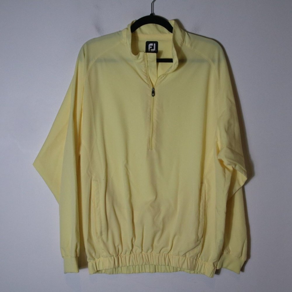 Footjoy Mens Yellow Windbreaker Pullover Jacket Medium Wind Shirt Quarter Zip